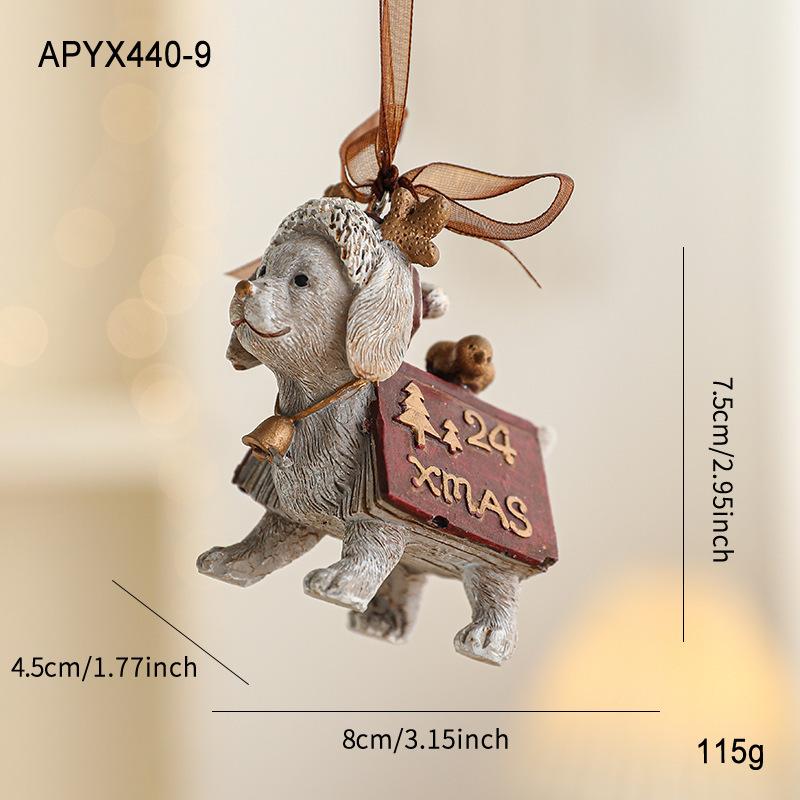 Resin Santa Rocking Horse Animal Christmas Ornaments Shaped Hanging Pendants for Tree Holiday Decor