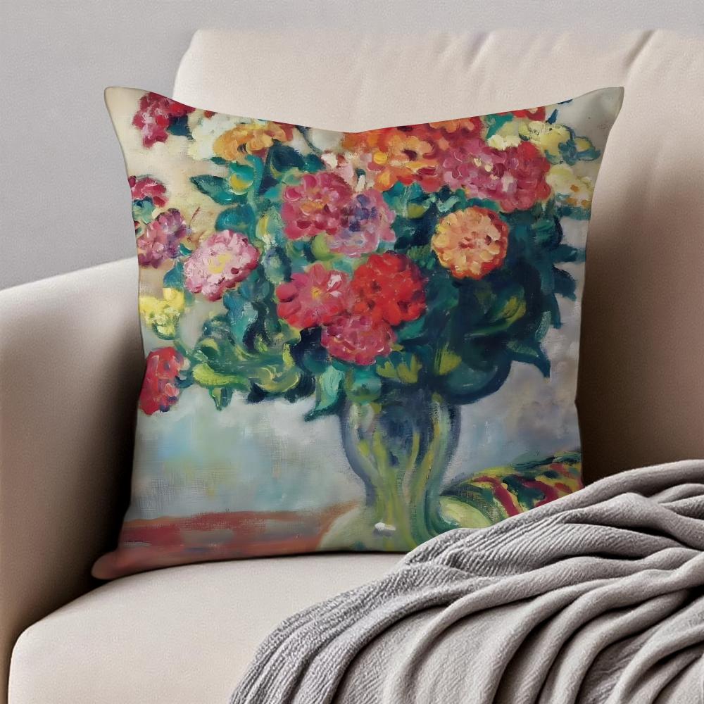 PostImpressionism LLouis Valtat Cushion Cover Pillowcase Antidustmite Invisible Zipper Short Plush Sofa Cushion