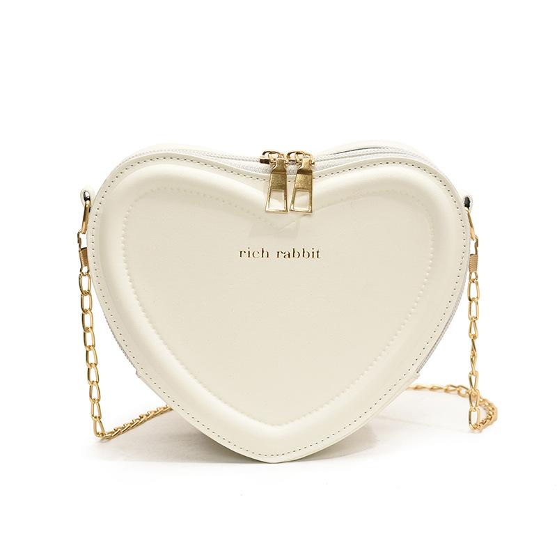 

Pu Unique Heartshaped Leather Bag Sweet Style With Lining Polyester білий