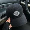 Vintage American trendy baseball cap  new autumn and winter female face small embroidery letter cap black gray