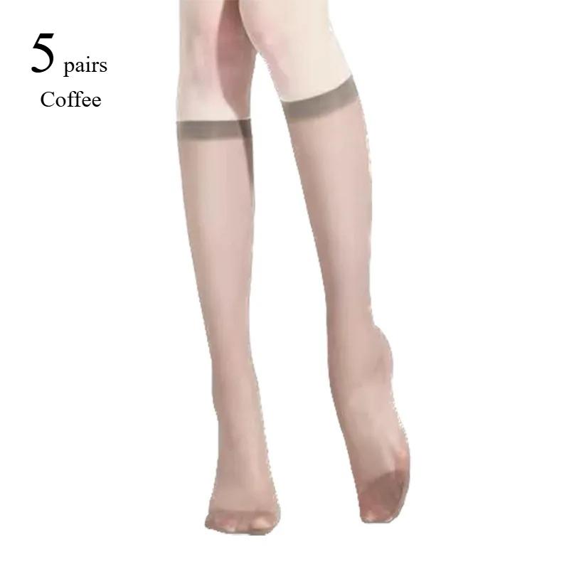 5/10/20 Pairs Women Ultra-Thin Nylon Stockings Transparent Elasticity Ladies Knee Socks Summer Long Socks For Girls Stocking