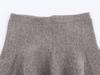 Grey Ribbed Lace-Trim Knit Jacket & High-Waisted Skirt - Women's Autumn/Winter European & American Style