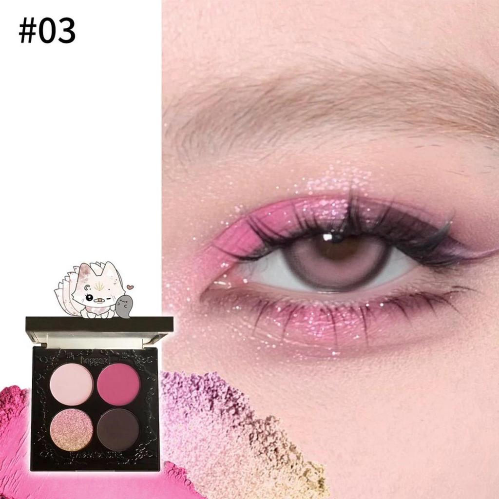 Paleta de Sombras de Ojos Cuatro Colores Serie Monstruo Emo Haggard, Pigmentación Duradera, Fácil de Usar, Combinación Multi-Textura, Fiesta