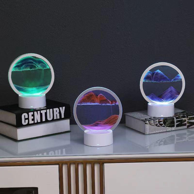 3D Quicksand Hourglass Night Light: Dynamic Atmosphere Lamp for Home, Bedroom, and Desktop Decoration - Ideal Holiday Gift