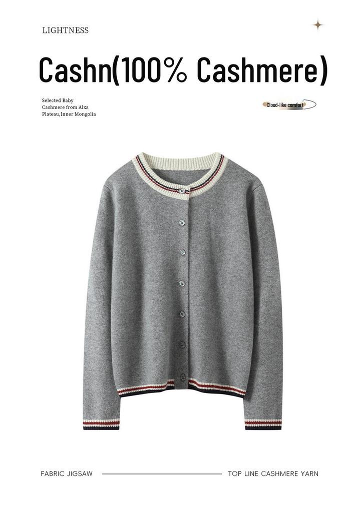 Women's Autumn Color Block Cashmere Cardigan Sweater