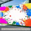 A 2D Flat Banner, Showcasing a Colorful Splattered Pattern Design, Suitable for Festive Occasions and Energetic Parties.