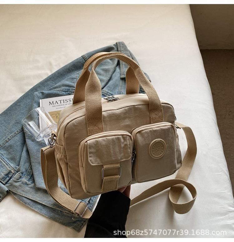 Korean Version of Casual Portable Small Square Bag Women's New Versatile Fashion Shoulder Messenger Bag Nylon Cloth Multi-pocket Pillow Bag