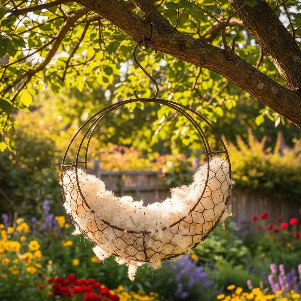 Bird Nesting Material Holder Moon Shaped Wreath Frame Wire Hummingbird Nesting Material Cage Bird's Nest Support For Home Deco