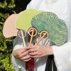 Exquisite Rice Paper Fan Chinese Style Ginkgo Round Fan Props For Photographs Hand Fan Home Decoration Calligraphy Crafts