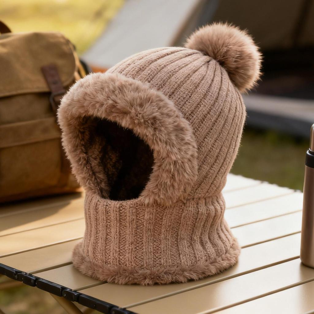 Women's Beanie Cycling Beanie With Neck Gaiter Fleece Lining Cute Hats For Women With Ear Flaps For Cold Weather Autumn Hiking