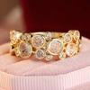 Aesthetic Inlaid White CZ Women's Ring Trendy Gold Color Geometry Daily Wear Party Jewelry Anniversary Gift