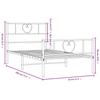 Metal Bed Frame with Headboard and Footboard White 90x190 Cm