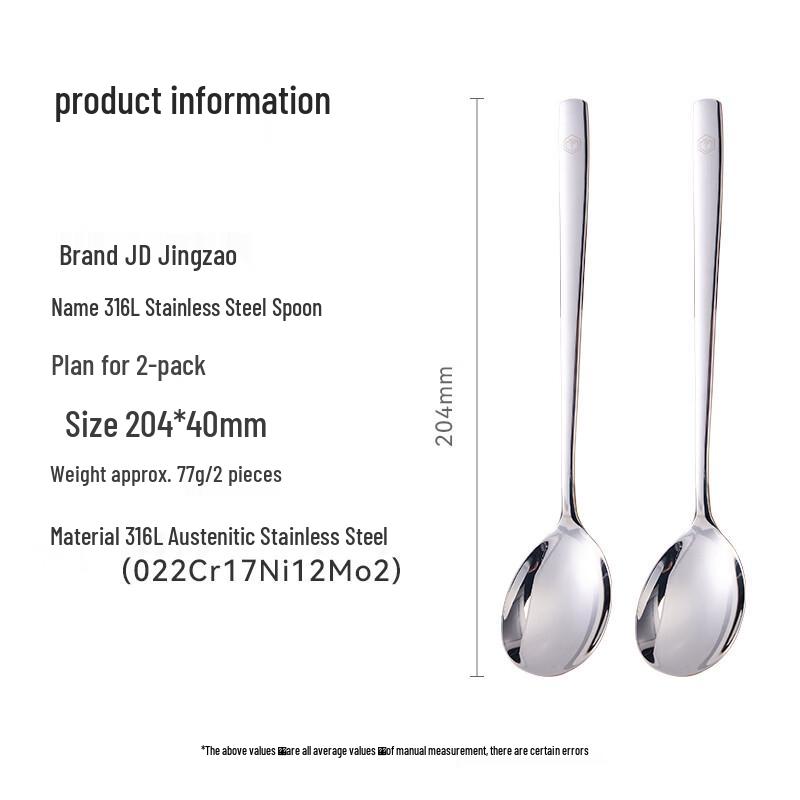 316L Stainless Steel Long-Handle Soup/Rice Spoons (2-Pack)