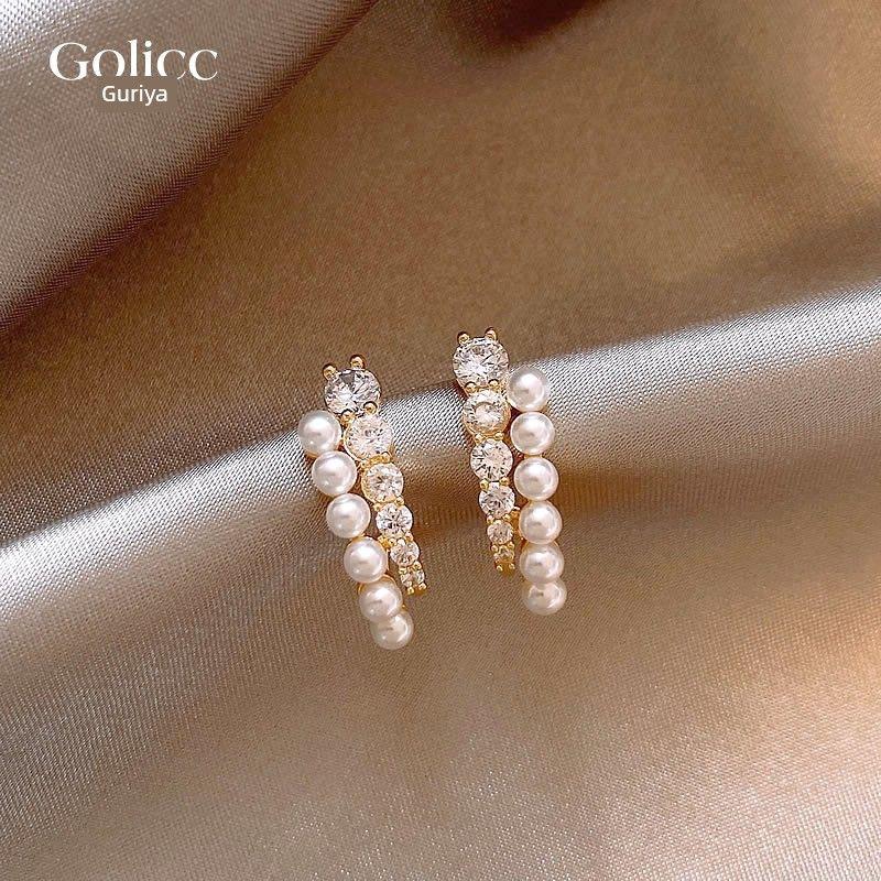 Accessible Luxury Fancy Elegant Double Layer Zircon Pearl Stud Earrings Women's Earrings 2025 New Arrival Best Selling