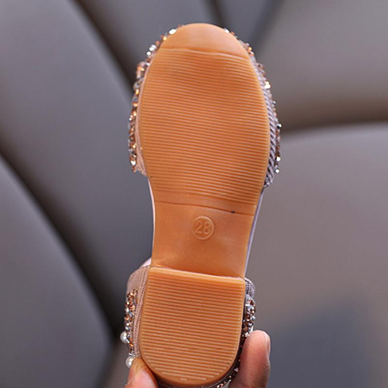 TWINFLAMES Nuove scarpe per bambini con strass di perle, scarpe da principessa per bambine, scarpe per feste e matrimoni