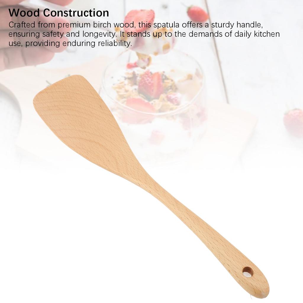 Holzspatel zum Kochen Birkenholz Flacher Bratspatel Wender Küchenutensilien für Antihaft-Kochgeschirr