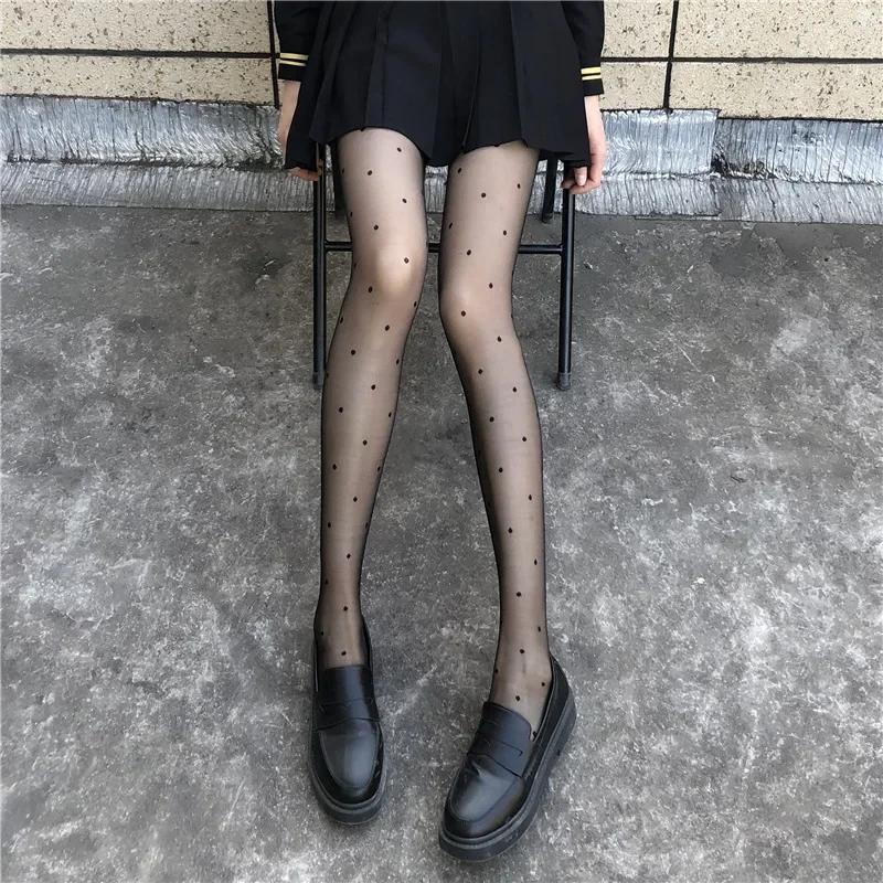 Women'S Sexy Black Stockings Polka Dot Small Polka Dot Jacquad Ultra-Thin 20D Tight High-Elastic Breathable Pantyhose