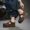 Johnature Genuine Leather Retro Woven Hollowed Out Height Increasing Sandals Comfortable Women's Shoes
