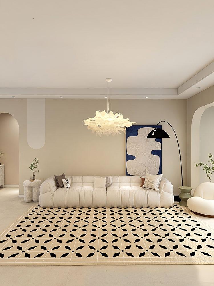 Modern Minimalist Carpets for Living Room Black White Contrast Bedroom Decor Rug Home Washable Carpet Large Area Washable Mat