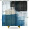 Modern Abstract Blue Grey Shower Curtain Bathroom Accessories Aesthetic Contemporary Art Painting Waterproof Polyester Screen