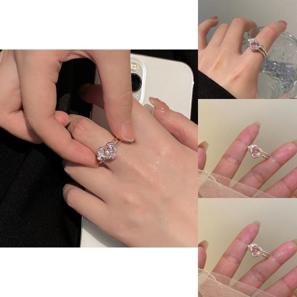 Fashionable Pink Heart Shaped Copper Ring With Adjustable Fit For Women In 2023