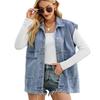 Summer Fashion Loose Sleeveless Denim Vest For Women Casual Mid Length Jeans Jacket Coat Female Clothing