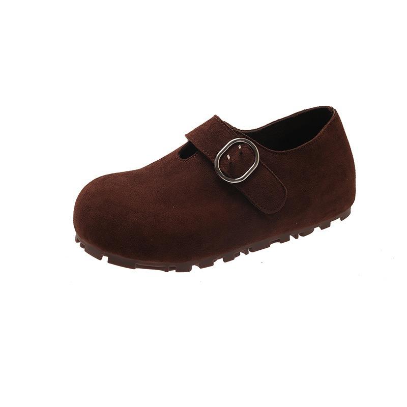 Thick-soled Inner Height-increasing Women's Shoes Cowhide Soft-soled All-inclusive Autumn New One-pedal Single Shoes Doudou Shoes