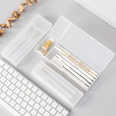 Matte Transparente Federtasche - Mattierte Kunststoff-Stifteaufbewahrungsbox für Schul- & Büro-Schreibwaren (Einfaches Design)
