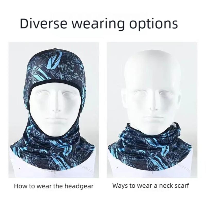Full Coverage UV Protection Head Cover Quick Dry Ice Silk Fabric Elastic Adjustable Designing for Motorcycle Riding