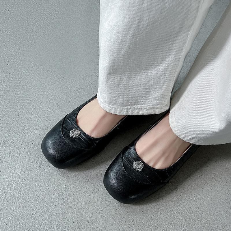 

Wear solid color flat-soled single shoes in all seasons, new women s casual single shoes, low-top non-slip soft-soled beef tendon sole sheepskin women 40 чёрный