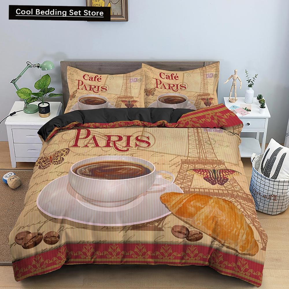 Paris Eiffel Tower King Queen Duvet Cover World Famous Romantic Attractions Bedding Set Women Girls 2/3Pcs Polyester Quilt Cover