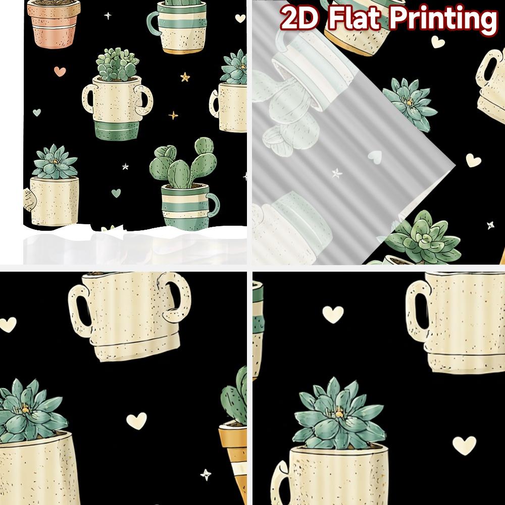 Set Of 2 Flat Printing Curtains Without Rod Green Plants Stars Ramadan Festival Chic Print Polyester Curtain Made