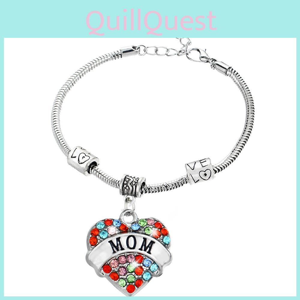 Exquisite Family Members Inlaid Colorful Rhinestone Love Heart Bracelet Gift For Loved Ones