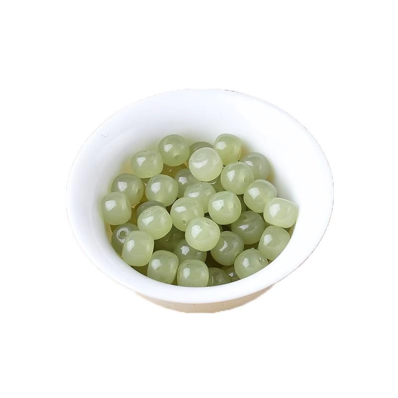 Natural Hetian Jade & Green Chalcedony Barrel Beads Bracelet/Necklace DIY Accessories