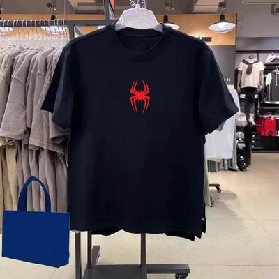 2025 Neues Herren- und Damen-T-Shirt mit großem Spinnenaufdruck, Herbst und Winter, reine Baumwolle, Rundhalsausschnitt, hochwertige Unterwäsche