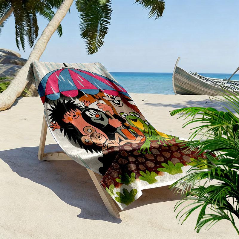 Krtek poster Beach Towel, Large Soft Quick Dry Towel for Beach Camping Swimming