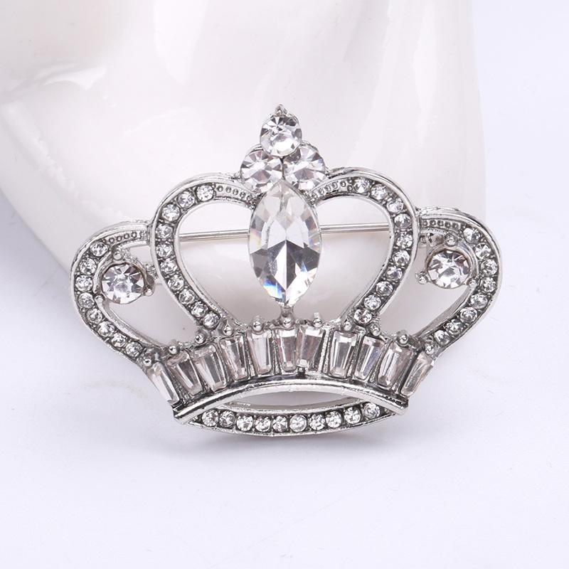 Latest Chic Stylish Crystal Stone Crown Brooches Men Metal Alloy Rhinestones Suit Shirt Collar Pins Lxuxlry Women Pin Brooch Jewelry