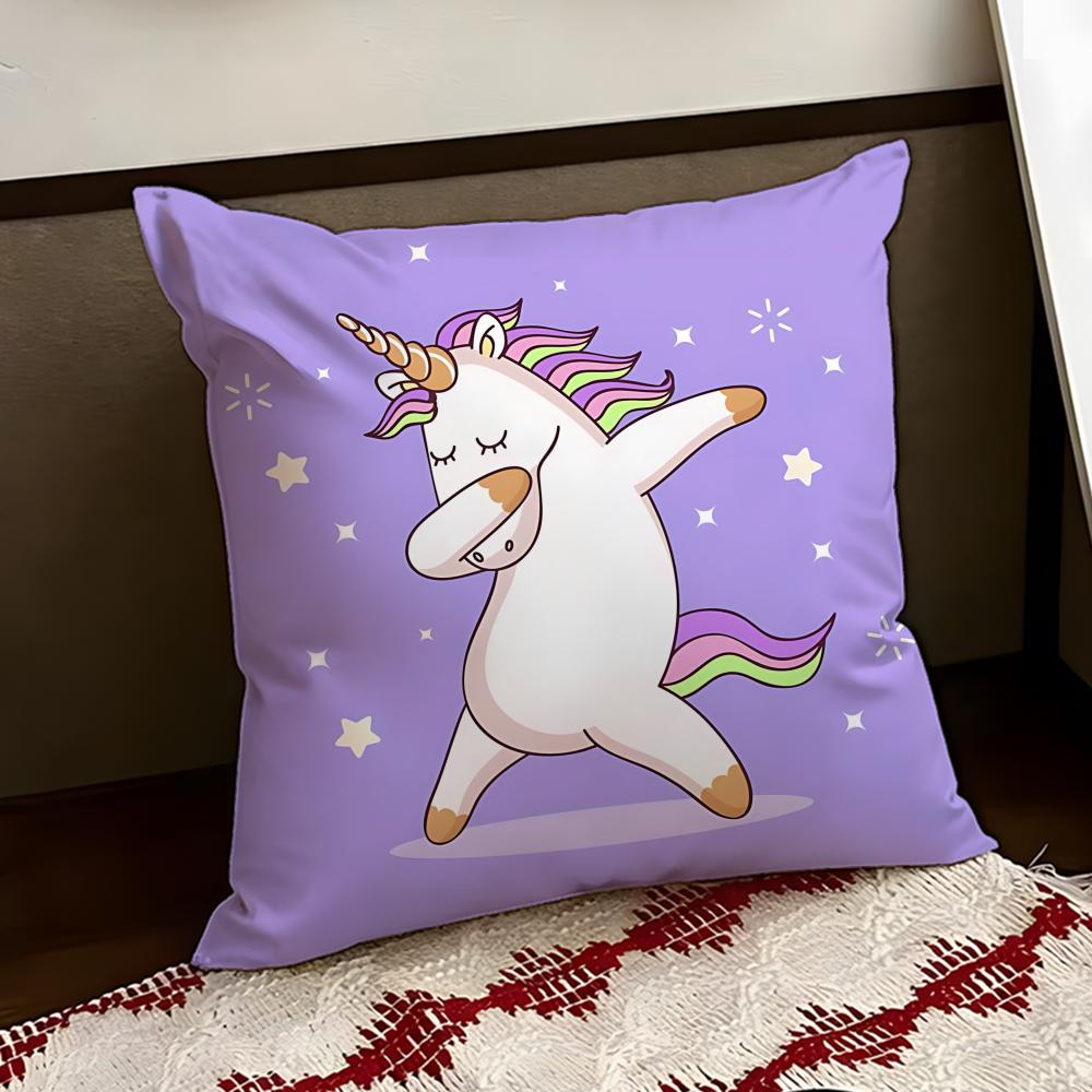 Glittering Magical Unicorn Cushion Cover Reversible Soft Durable Pillow Cover Home Car MultiScene Use for Daily Comfort