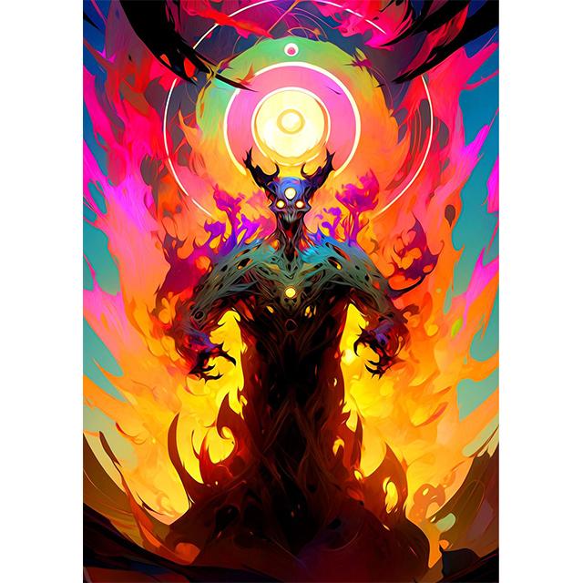 Abstrakt Fantasy Lågdemon Ondska Tryck Poster Canvas Målning Modern Väggkonst Bilder För Vardagsrum Sovrum Hemdekoration