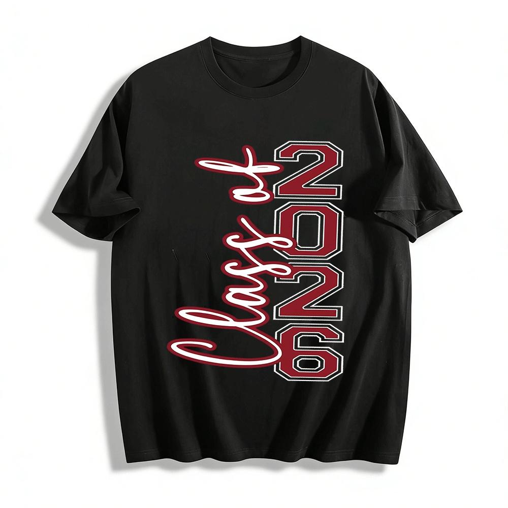 

Class of 2026 Graduation Souvenir Shirt Cursive Print Casual Top Pure cotton T-shirt XXS