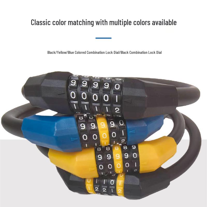 Portable Frosted Steel Cable Bicycle Lock with Anti-Theft Combination for Mountain Bikes and Electric Vehicles