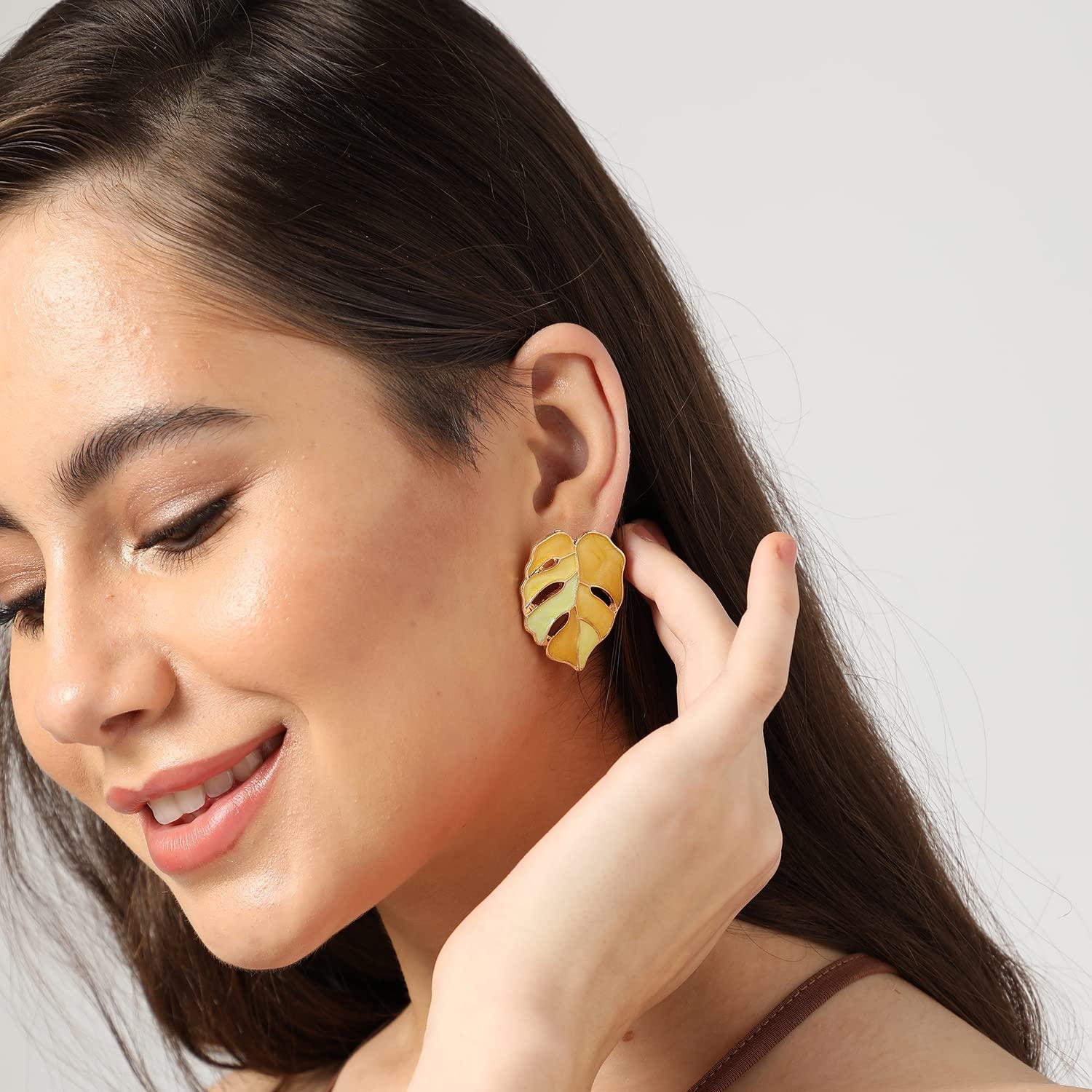 Серьги-гвоздики из сусального золота для женщин и девочек | Симпатичные индо-западные — фото 6