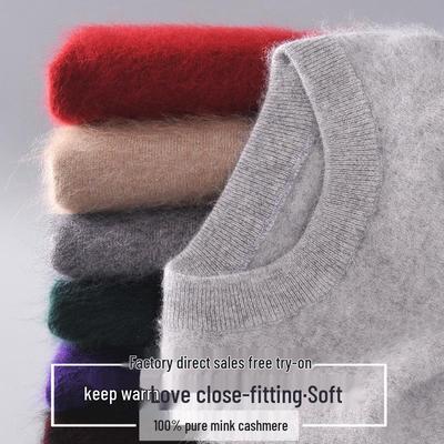 Men's 2020 Cashmere Slim Fit Crew Neck Sweater - Plus Size, Thickened, Solid Color Knitwear