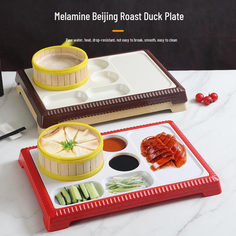 Beijing Roast Duck Melamine Platter Set - Layered Compartments for Crispy Skin Duck