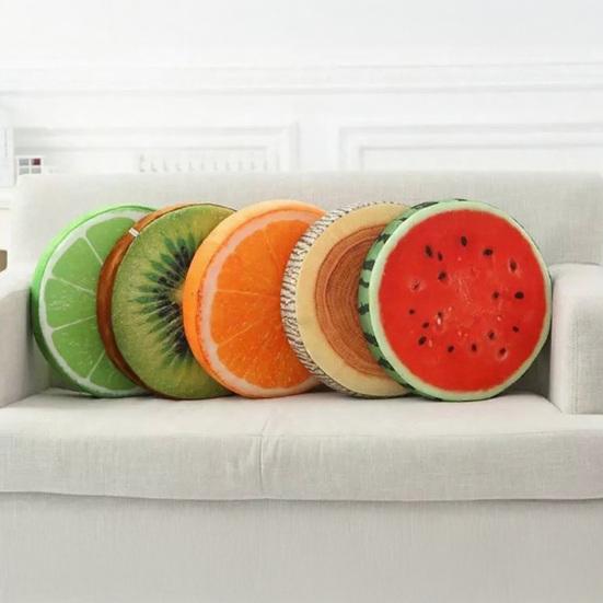 Подушка-кидок зі скибочками фруктів Кругла кавун ківі апельсин Подушка 3D-друк Весела фруктова декоративна подушка Накладка на сидіння для дивана стільця підлоги