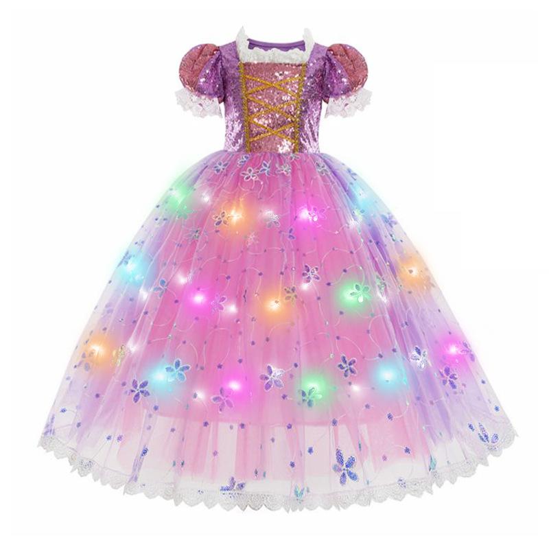 Long Hair Floral Princess LED Bubble