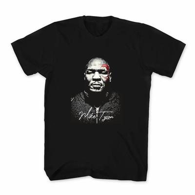 Mike Tyson Portrét Podpis Tričko Letní Bavlněné Krátký Rukáv Kulatý Výstřih Pánské Tričko Nové S3XL