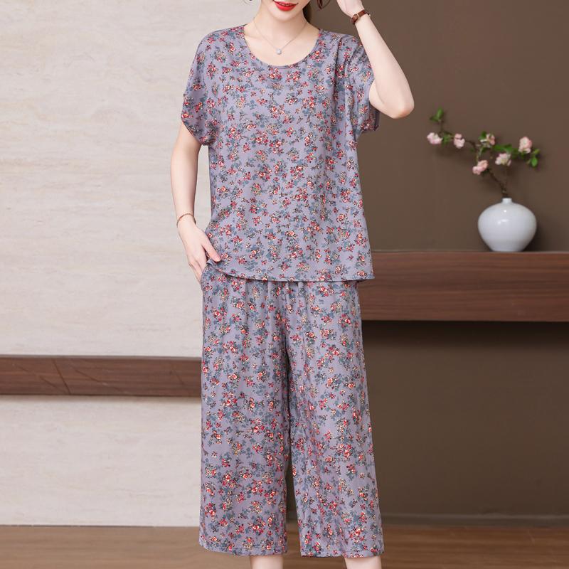Elegant Women's Pants Sets Summer Vintage Clothes Casual Plus Size 2 Piece Sets
