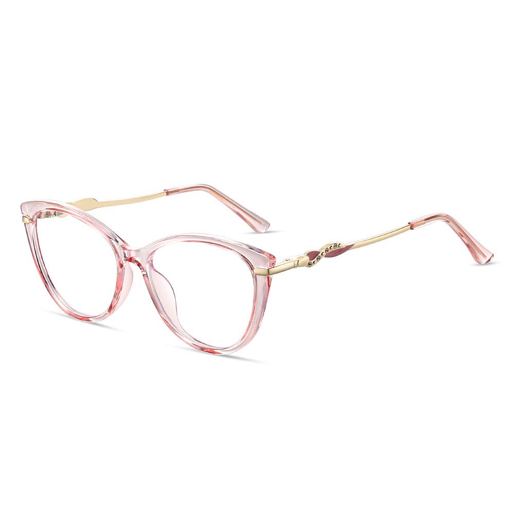 

New TR Alloy Cat Eye Frame Photochromic Short Sight Anti Blue Ray Femal Sunglasses Computer Hyperopia Prescription Women Glasses Single Version&1.56&None розовый