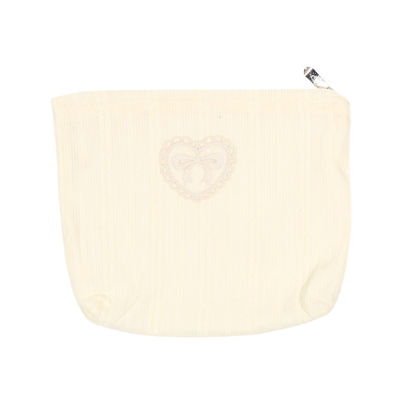 Beautiful INS Simplicity Cosmetic Bag Sweet Embroidery Bow Striped Makeup Case Portable Travel Earphone Cable Storage Bags